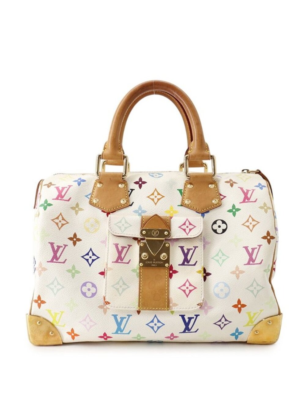 Louis Vuitton Handbag Monogram Multicolor Speedy 30 Bag White